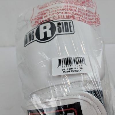 White L/XL Ringside Boxing Gloves - New