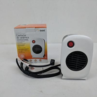 Mini Ceramic Heater, Personal Electric Heater, 250 Watts, Soleil - New