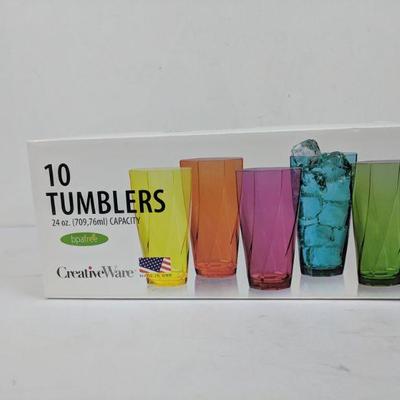 10-24oz Tumblers, BPA Free, Creative Ware - New
