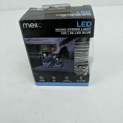 LED 36 LED Blue Micro String Light, 12ft - New