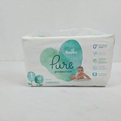 Pampers Pure Protection Diapers, Size 1 (8-14 lbs), 35 Diapers - New
