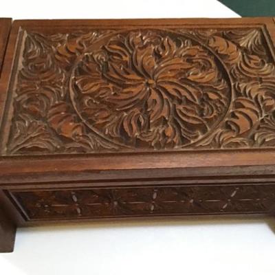 Hand Carved Wooden Box