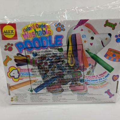 Color & Cuddle Washable Poodle, Alex, 4 Washable Markers - New