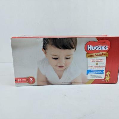 Size 3 Diapers, Huggies Little Snugglers, 16-28 lbs/88 Diapers - New