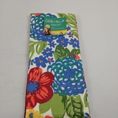 2- Set of 2 Kitchen Towels, The Pioneer Woman, Floral & Red Polka Dot - New