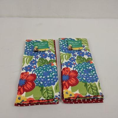 2- Set of 2 Kitchen Towels, The Pioneer Woman, Floral & Red Polka Dot - New