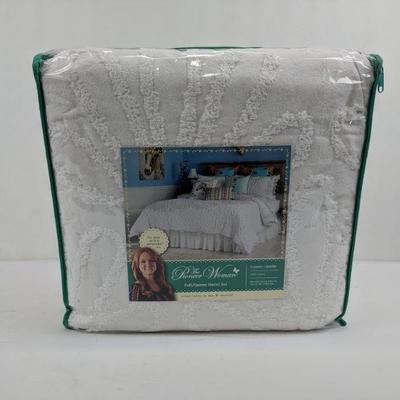 Full/Queen White Country Chenille Duvet Set, The Pioneer Woman - New