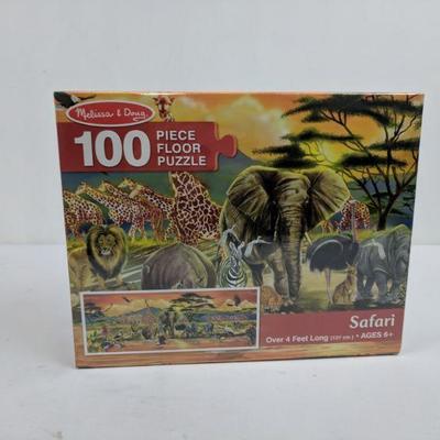 100 PC Floor Puzzle, Safari, Over 4 Ft Long, Melissa & Doug - New