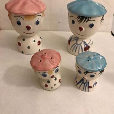 Set of Japan Salt & Pepper Shakers w/ matching spice (?) cups?