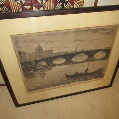 Lot 30 Lot of prints and vintage painting