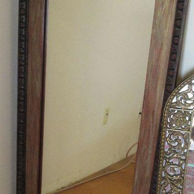 Lot 56 Two Mid-Century Mirrors One Hand Carved Wood & one gilded.  