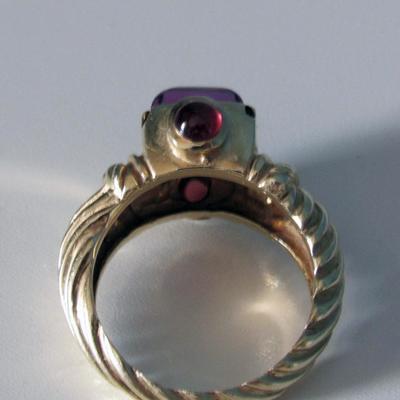 Amethyst, Garnets and 14K Gold Ring | Size 8