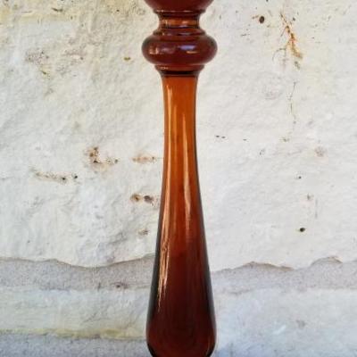 Tall Amber Candlestick Holder