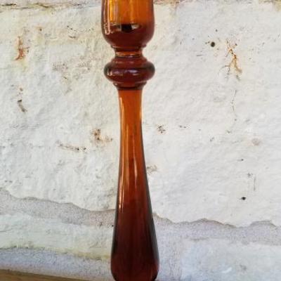 Tall Amber Candlestick Holder