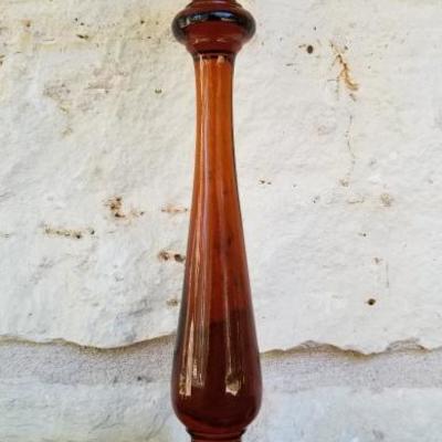 Tall Amber Candlestick Holder