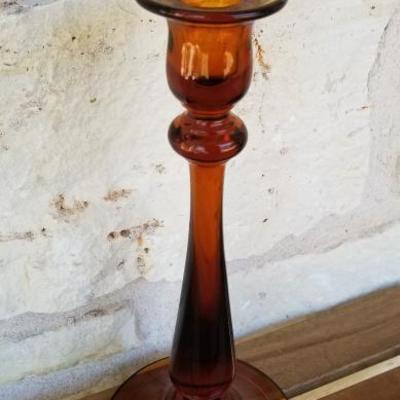 Tall Amber Candlestick Holder