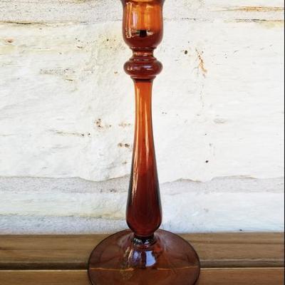Tall Amber Candlestick Holder