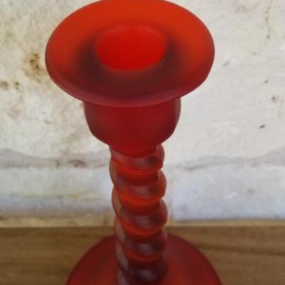 Tiffin Glass Satin #66 Twisted Taper | Red