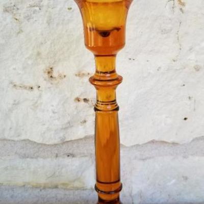 Indiana Glass Straight Pillar | Amber | Set of two