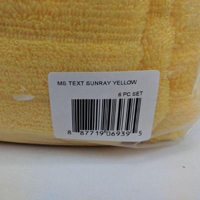 6 PC Sunray Yellow Bath Towels - New