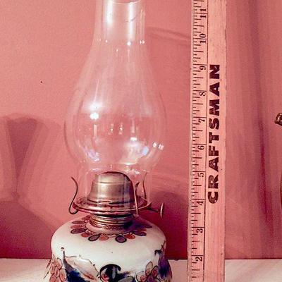 Lot 85: Bronze Decanter, Lenox Porcelain Vase and Hurricane Oil Lamp