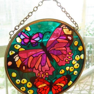 Lot 78: Six Stained Glass Hanging Window Charms