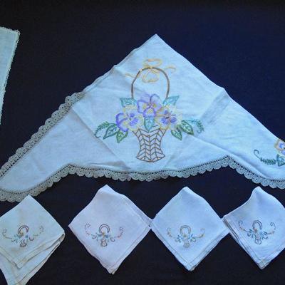 Lot 189: Antique and Vintage Needlework, Embroidered Linens and Tablecloths