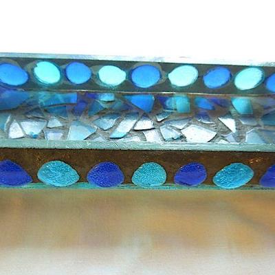 Lot 234: Colorful Glass Perfume Vials with Mosaic Tray