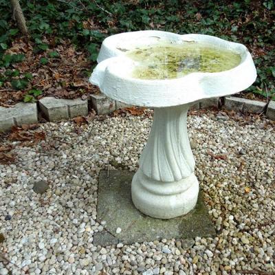 Lot 22: Painted Concrete Leaf Shape Pedestal Bird Bath