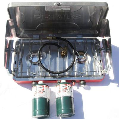 Lot 15: PRIMUS Propane 2 Burner Camp Stove with Hookup and Fuel