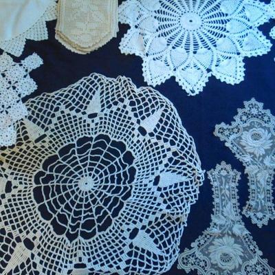 Lot 188: Huge Group of Antique Hand Crocheted Doilies and Lace