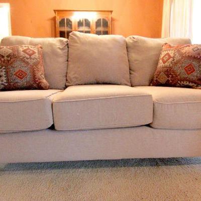 Lot 121: Ashley Light Cocoa Contemporary Couch and Loveseat