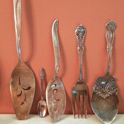 Lot 149: Group of Antique Sterling Silver and Silver Plate Service Pieces 