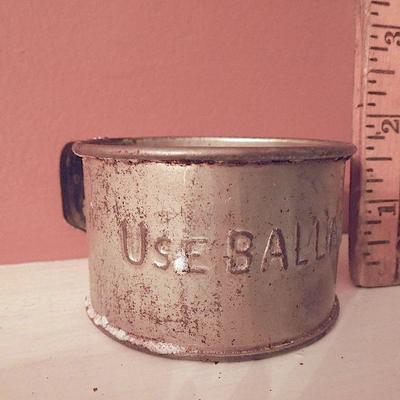 Lot 86: Antique Sap Bucket, Flour Measuring Cup, American Gothic Wall Art