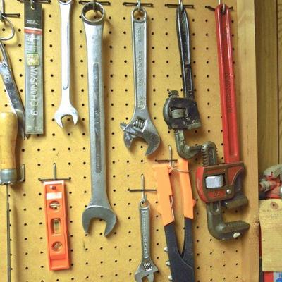 Lot 215: Wall of Vintage Tools #2 with Peg Board