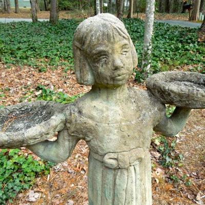 Lot 21: Cement Bird Girl Statue 51" 