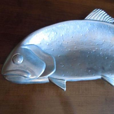Lot 152: Salmon and Asparagus Pewter Serving Trays