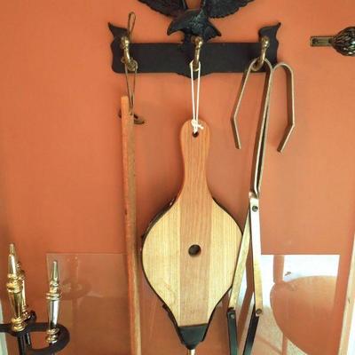 Lot 158: Fireplace Tools, Bellows and Log Carrier