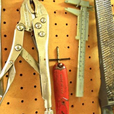 Lot 213: Wall of Vintage Hand Tools #1 with Peg Board
