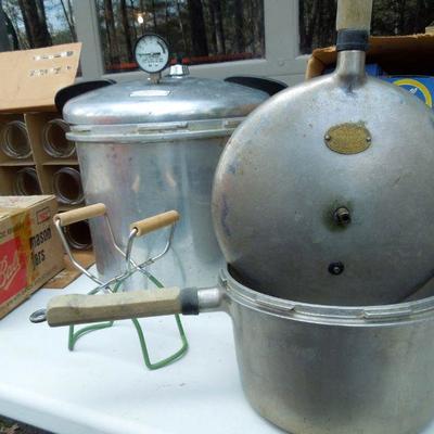 Lot 66: Sears Pressure Cooker with Vintage Ball Jars and Lids in Boxes