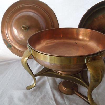 Lot 64: 1950's Copper Chaffing Dish and Stangl Serving Plate