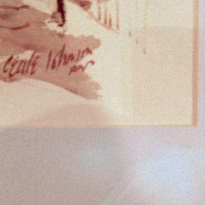 Lot 71: Signed Cecile Ryden Johnson Watercolor, Verdi Bust and The Bookworm 
