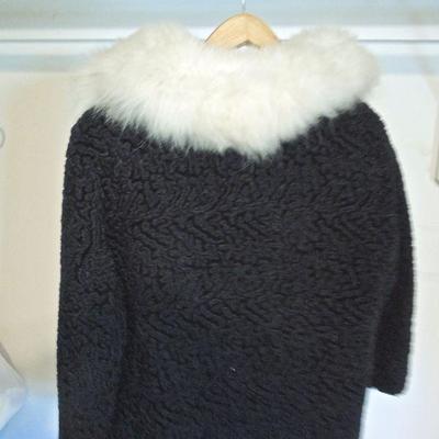 Lot 187: 60's Mink Stole, Hat, Faux Lamb Jacket and Satin Hanging Bag