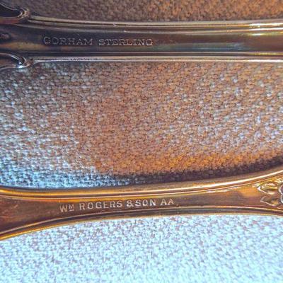 Lot 149: Group of Antique Sterling Silver and Silver Plate Service Pieces 