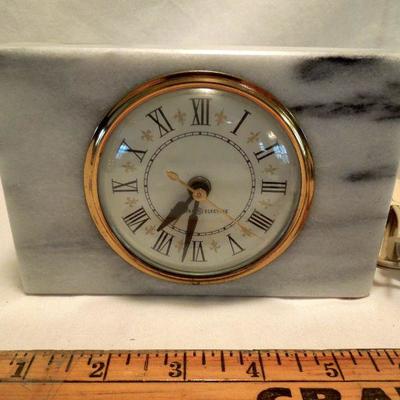 Lot 176: The Vintage Desk: Princess Phone, Brass Lamp Marble Alarm