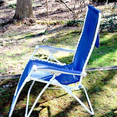 Lot 9: Gravity Reclining Lounge Chair Blue and White