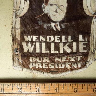 Lot 55:  1940 Wendell L. Wilkie For President Silk Screen Memorabilia
