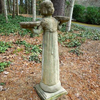 Lot 21: Cement Bird Girl Statue 51" 