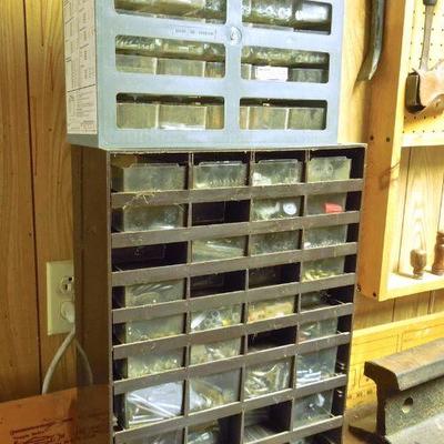 Lot 216: Mega Screws and Hardware in Storage Drawer Cabinets