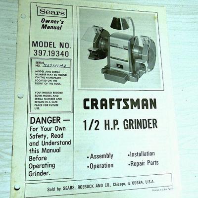 Lot 221: Craftsman 1/2 HP Grinder on Portable Bench